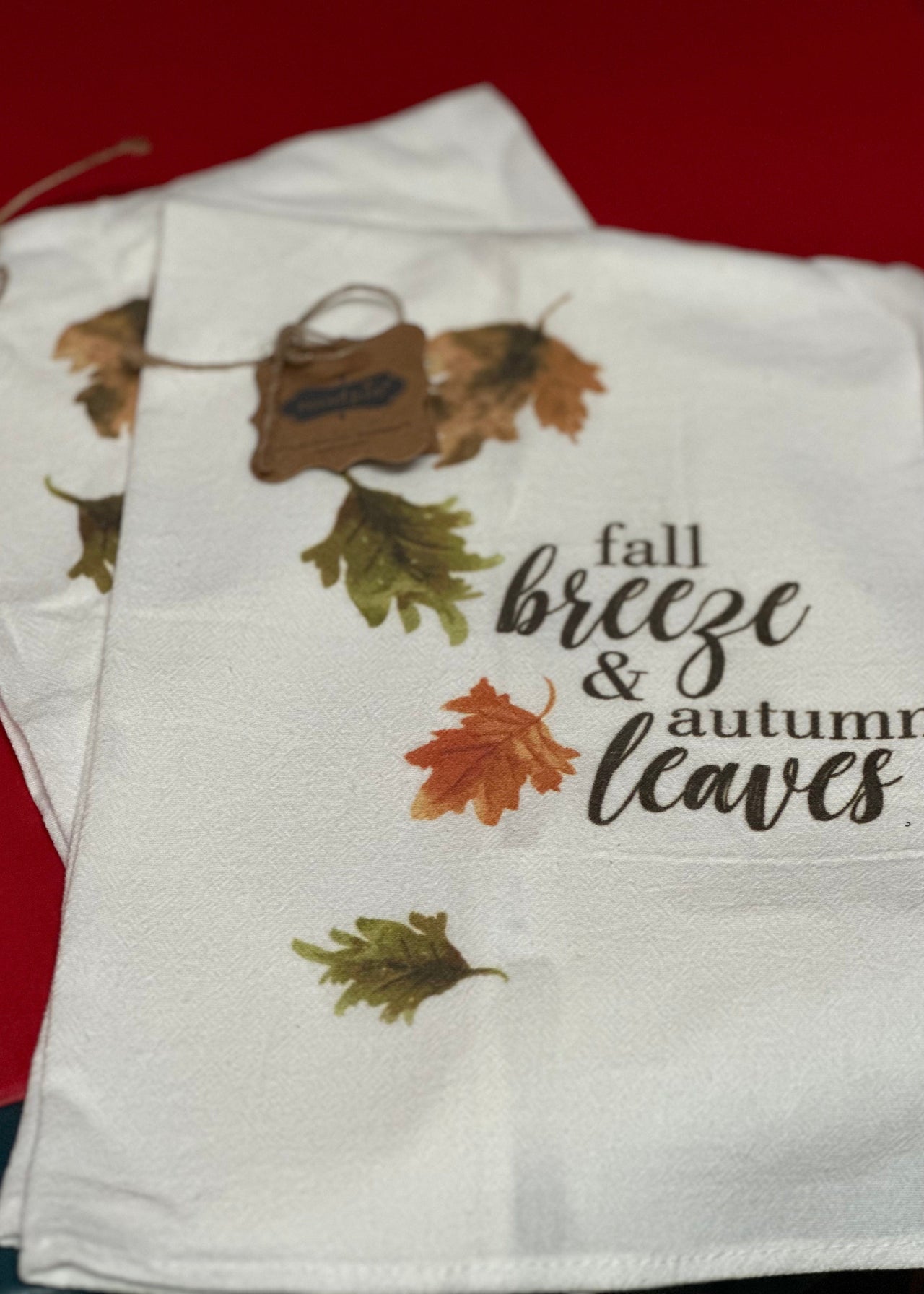 Watercolor Leaf Flour Towel Mud Pie Kitchen Towel Fall Breeze Autumn Leaves