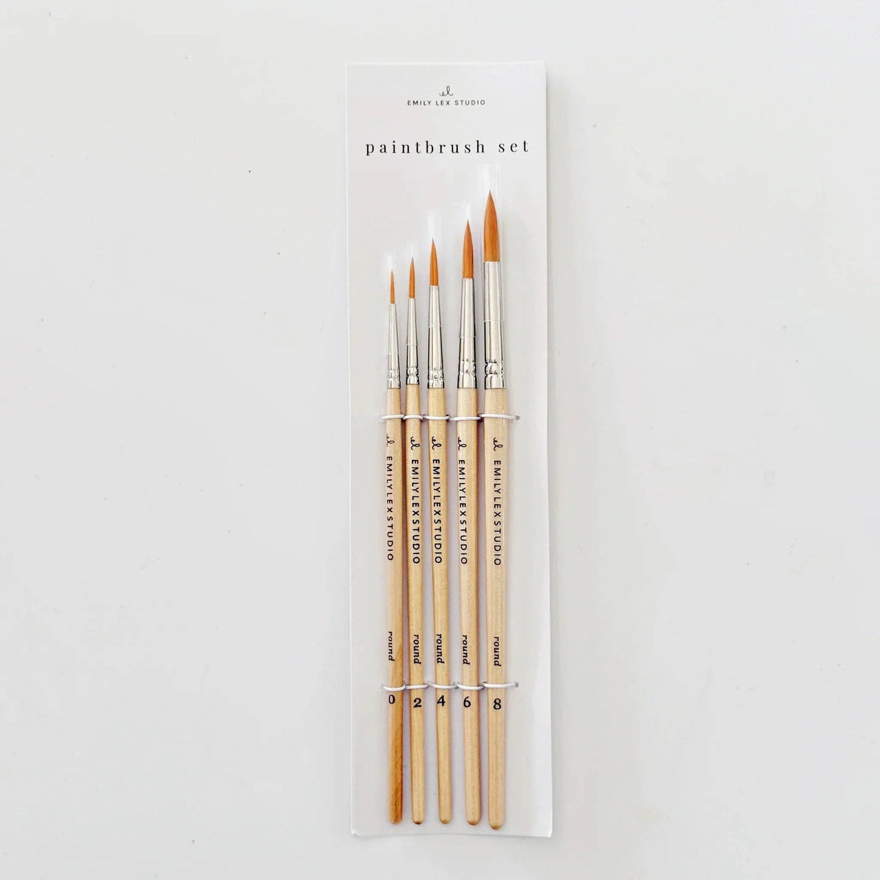 Watercolor paintbrush set of five wood brushes emily lex studio