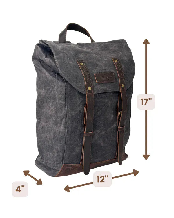 Waxed Canvas Large Travel Backpack, Grey Purnell LLC BackPack