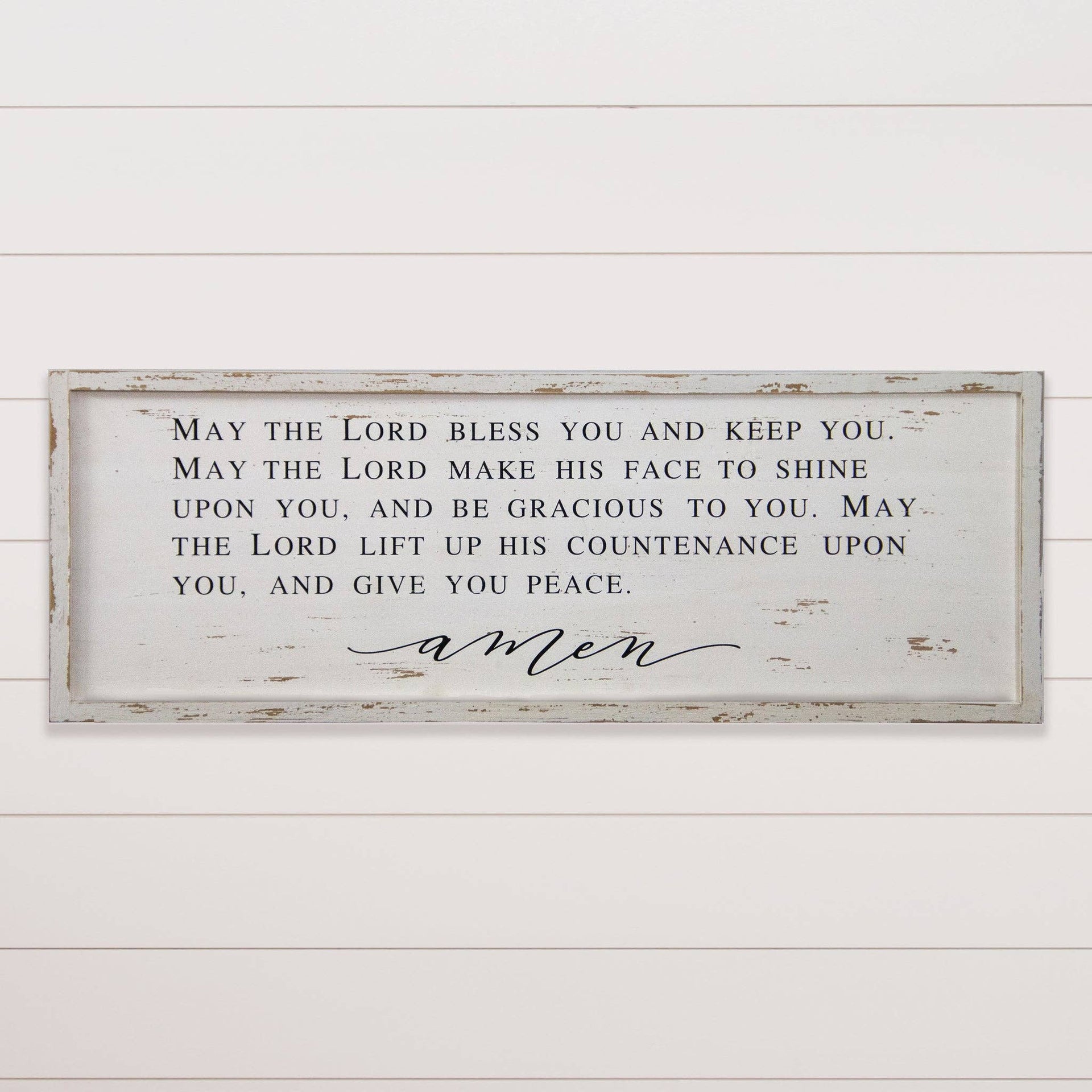 White Chippy Sign - May the Lord Bless You (PC) Audrey's Home & Gift