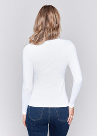 Thumbnail for White LS Round Neck Spandex Top Charlie B Casual Top