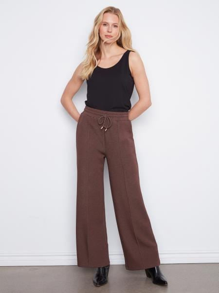 Wide Leg Pin Tuck Pants With Elasticated Waist, Epsresso Chiné, H-Espresso Charlie B Casual Pant