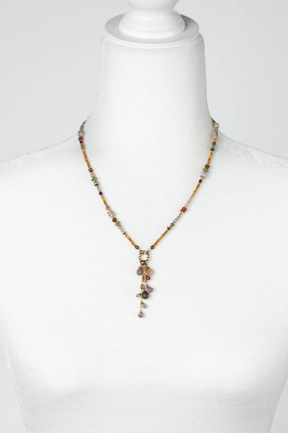 Wildflower, Shell, Wood With Chocolate Moonstone And Faceted Crystal Cluster Necklace Anne Vaughan Designs Jewelry Necklace