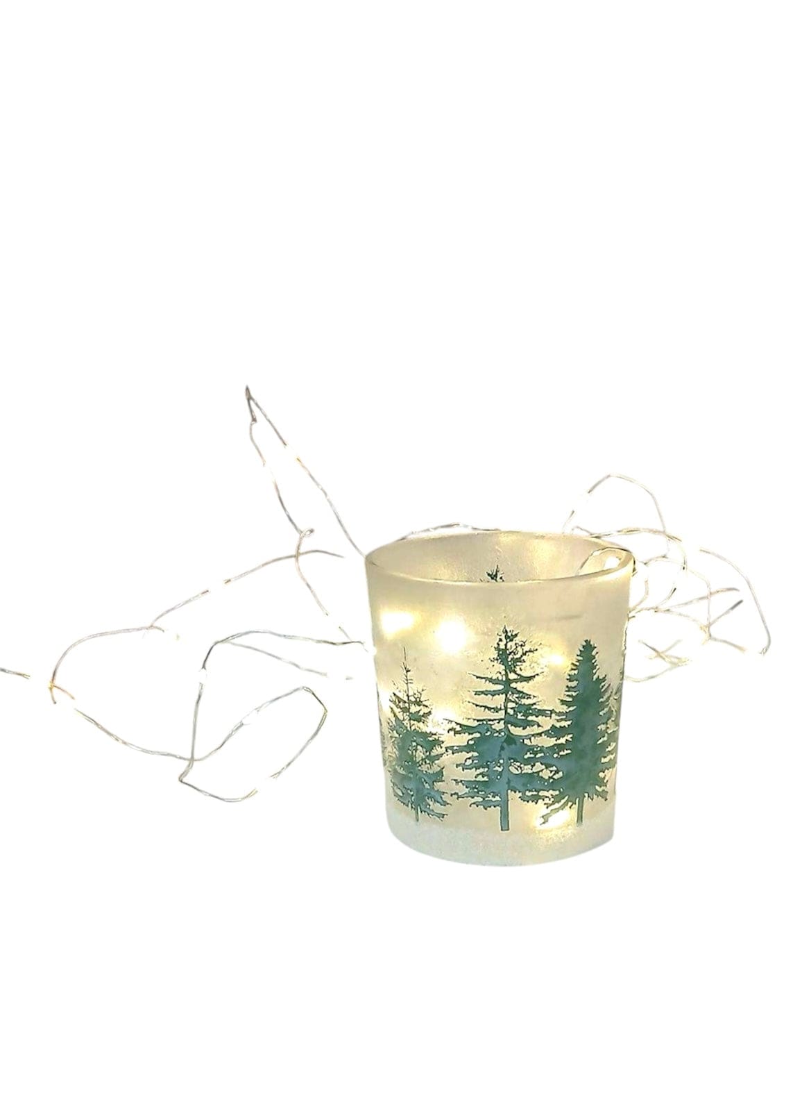 Winter Forest Frosted Candleholders | 6 Sizes Two's Company candleholder 4" H x 3 1/2" Dia