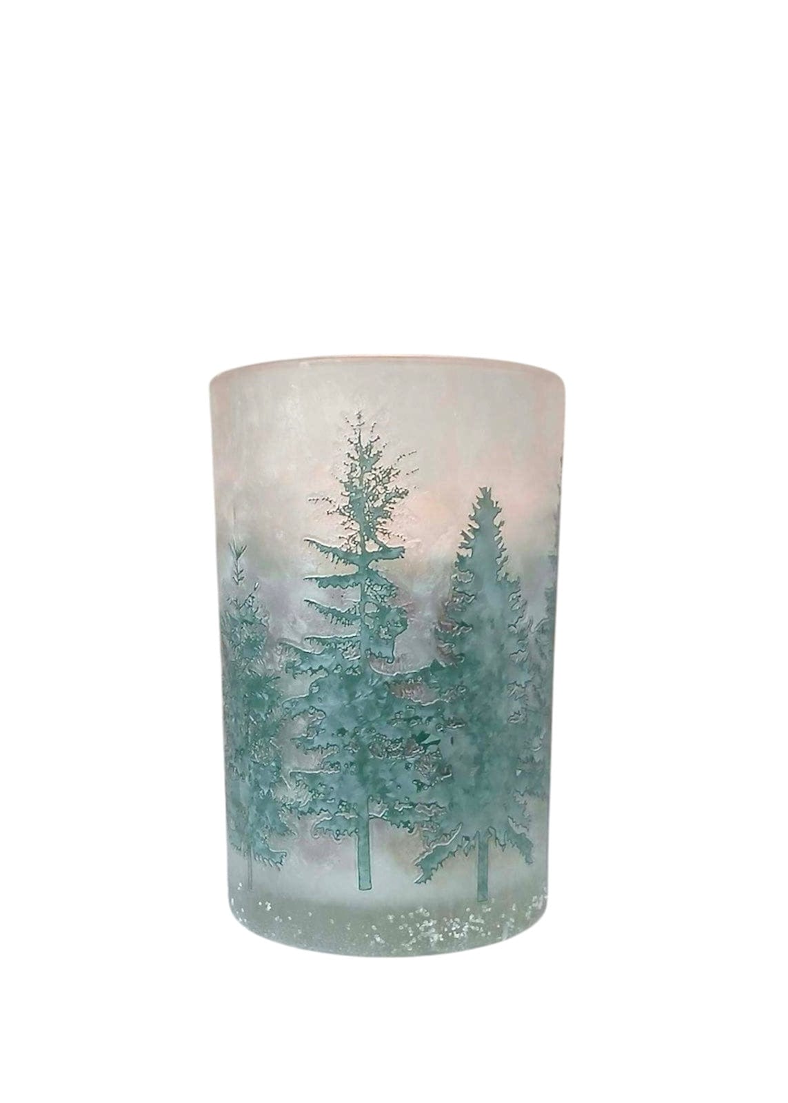 Winter Forest Frosted Candleholders | 6 Sizes Two's Company candleholder 7" H x 4 3/4" Dia