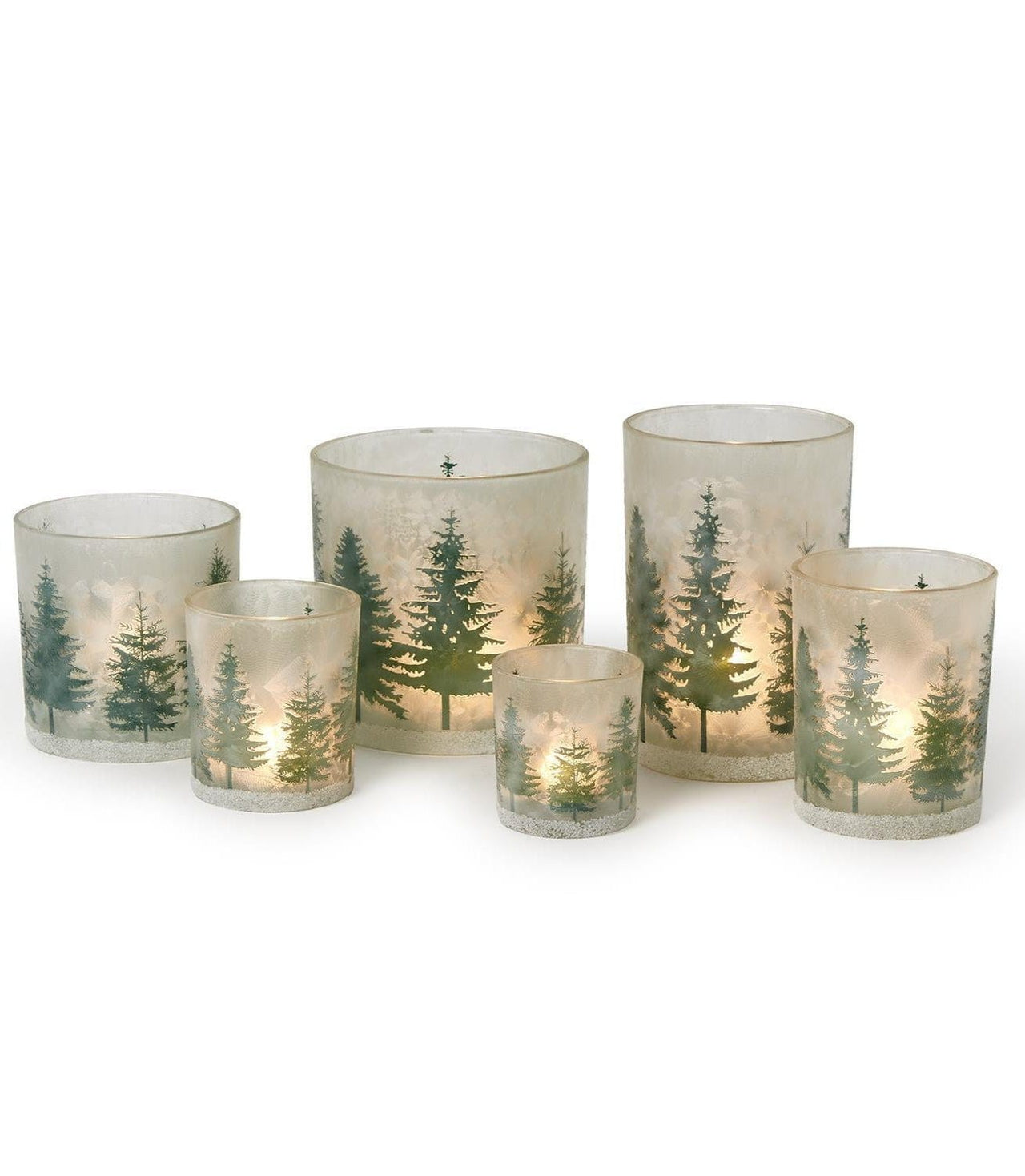 Winter Forest Frosted Candleholders | 6 Sizes Two's Company candleholder