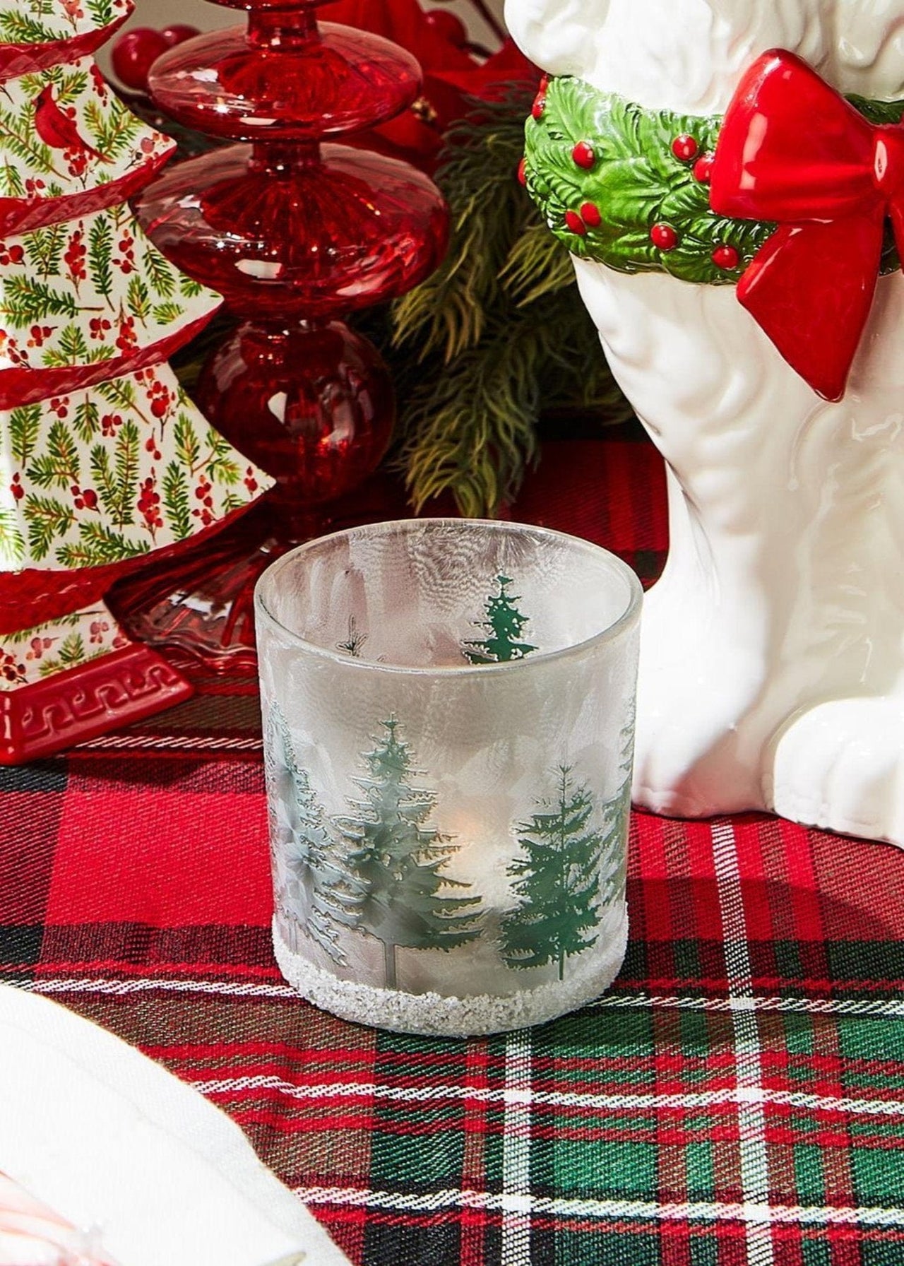 Winter Forest Frosted Candleholders | 6 Sizes Two's Company candleholder