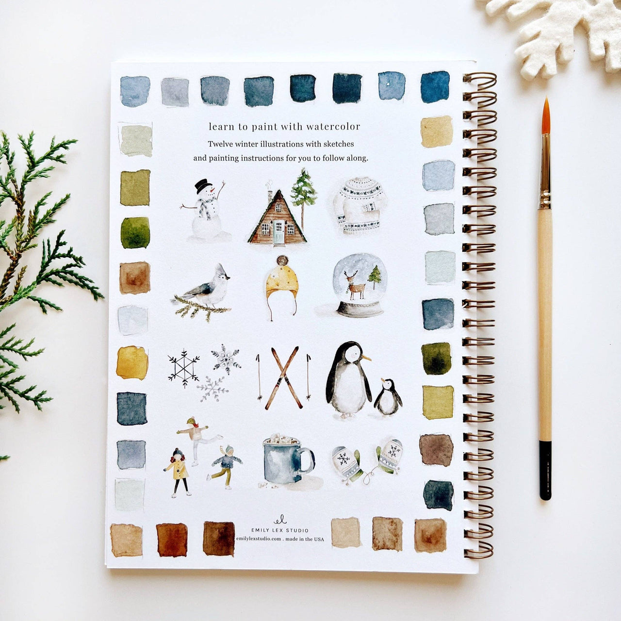 Winter watercolor workbook emily lex studio