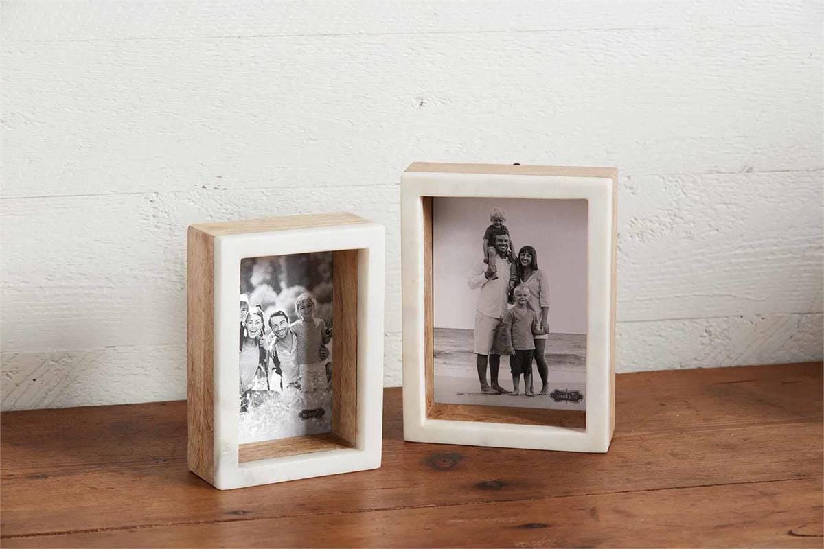 Wood Marble Shadow Frame | 2 Sizes Mud Pie Photo frame
