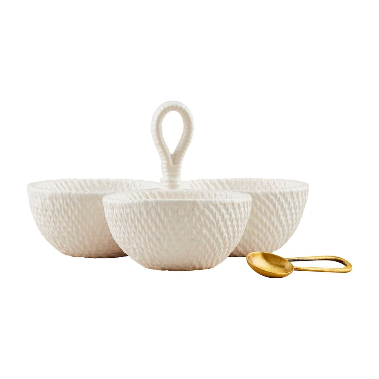 Woven Stoneware Triple Tidbit Set Mud Pie Serveware