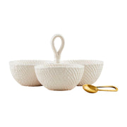 Woven Stoneware Triple Tidbit Set Mud Pie Serveware
