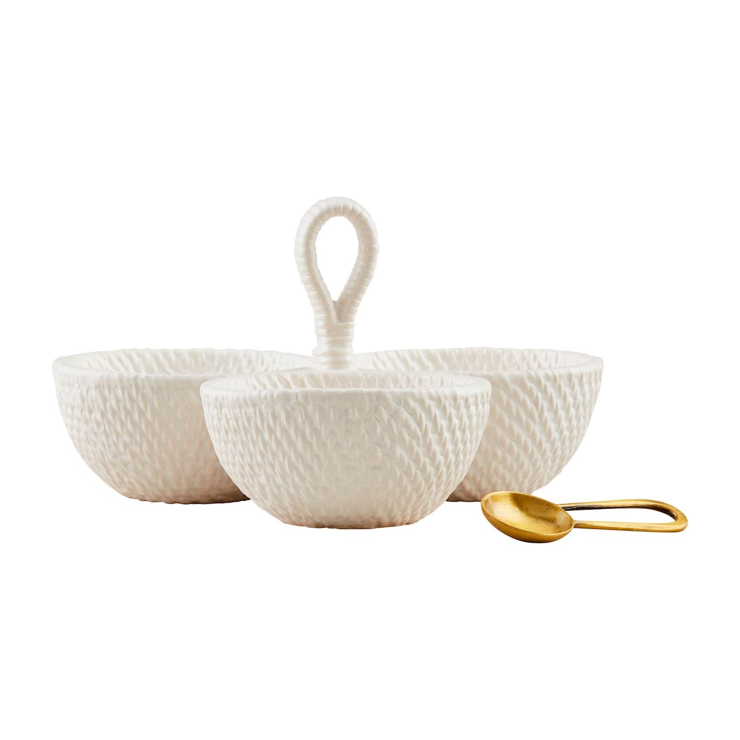 Woven Stoneware Triple Tidbit Set Mud Pie Serveware