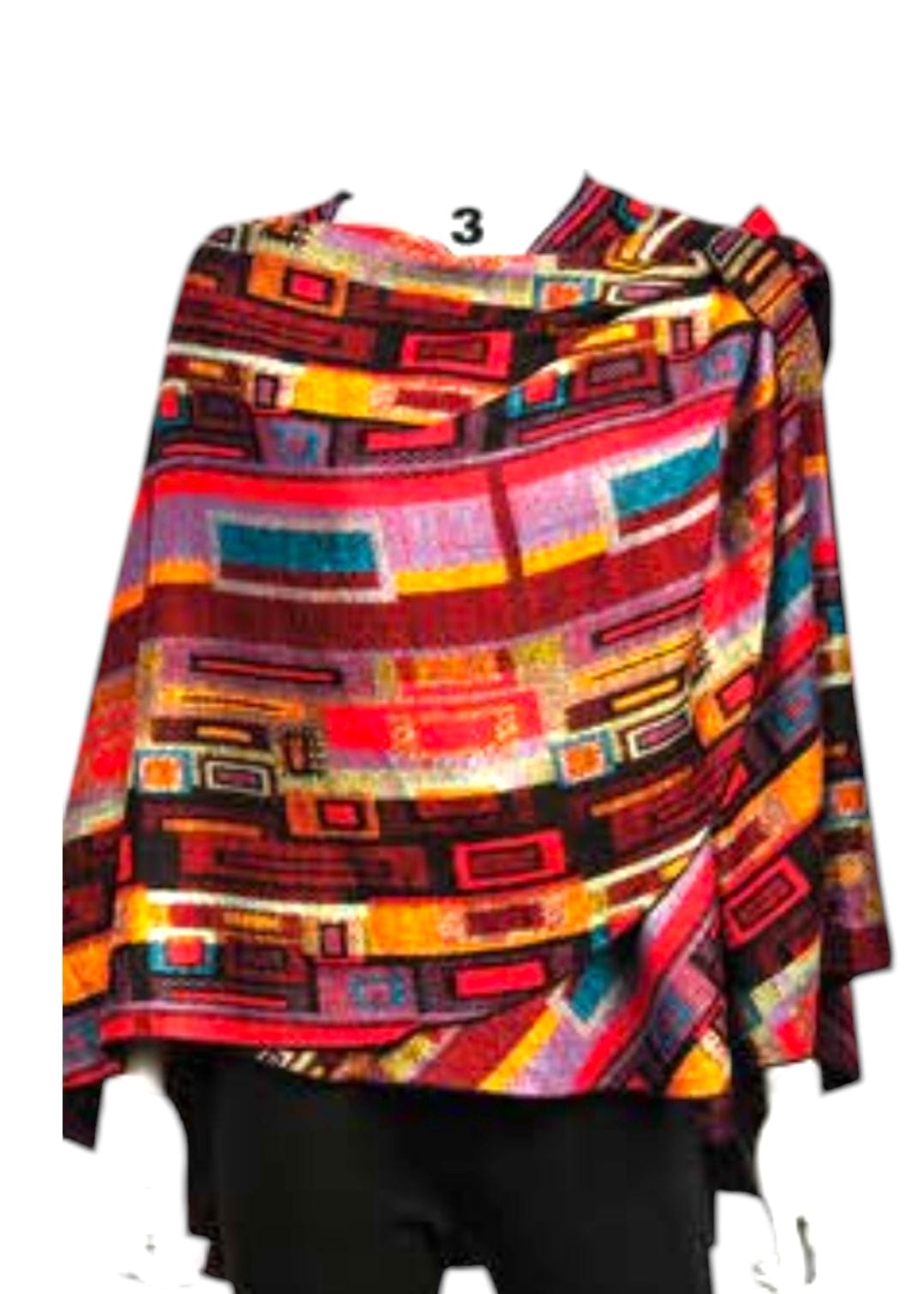 Woven Unique One Size Cashmere Capes Rapti Cape Red Mosaic