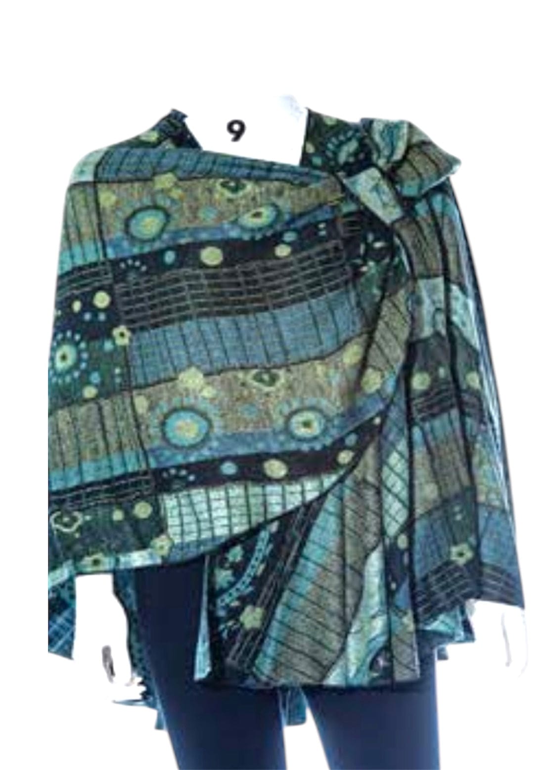 Woven Unique One Size Cashmere Capes Rapti Cape Bluegreen Paisley