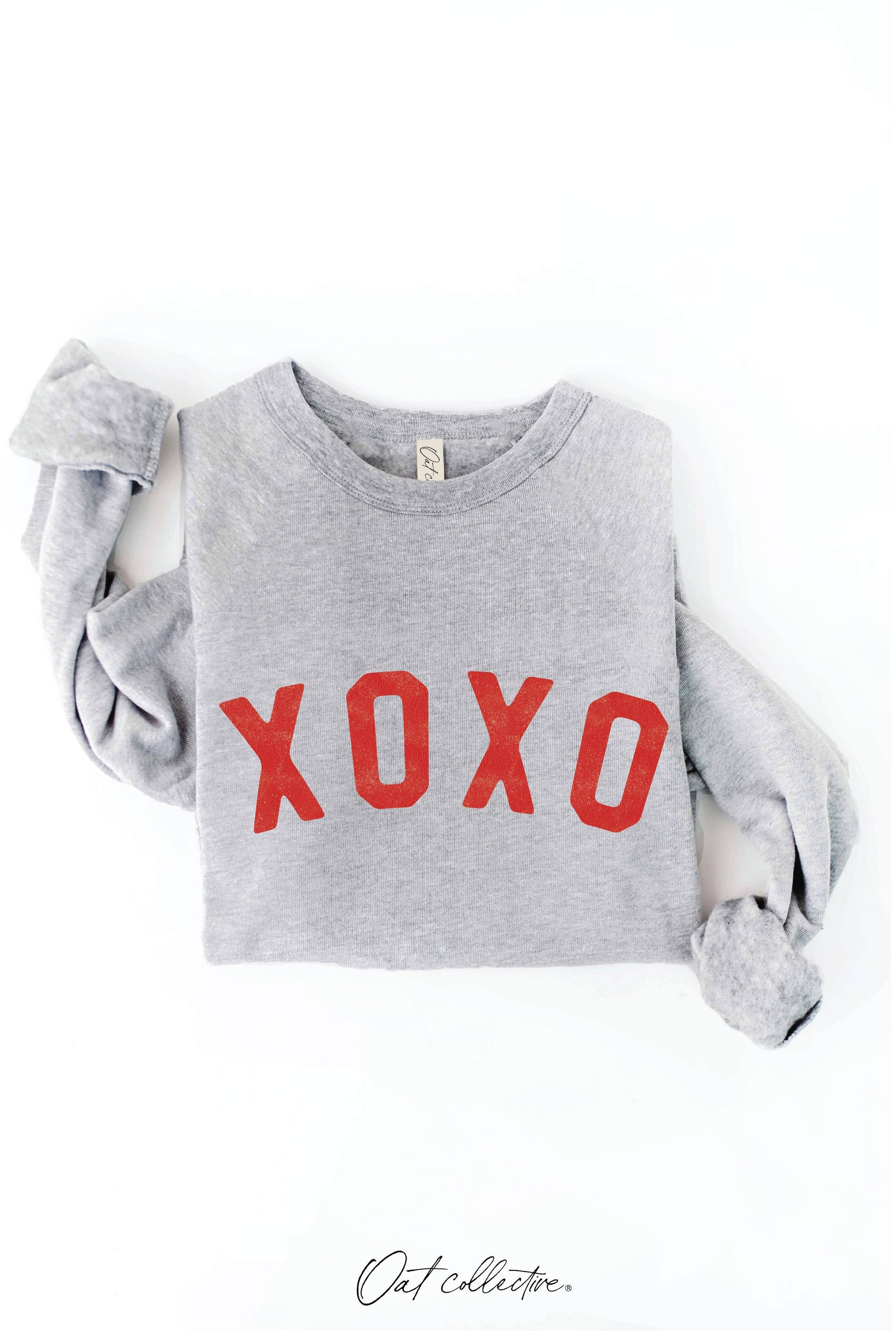 XOXO Graphic Sweatshirt: ATHLETIC HEATHER / M OAT COLLECTIVE