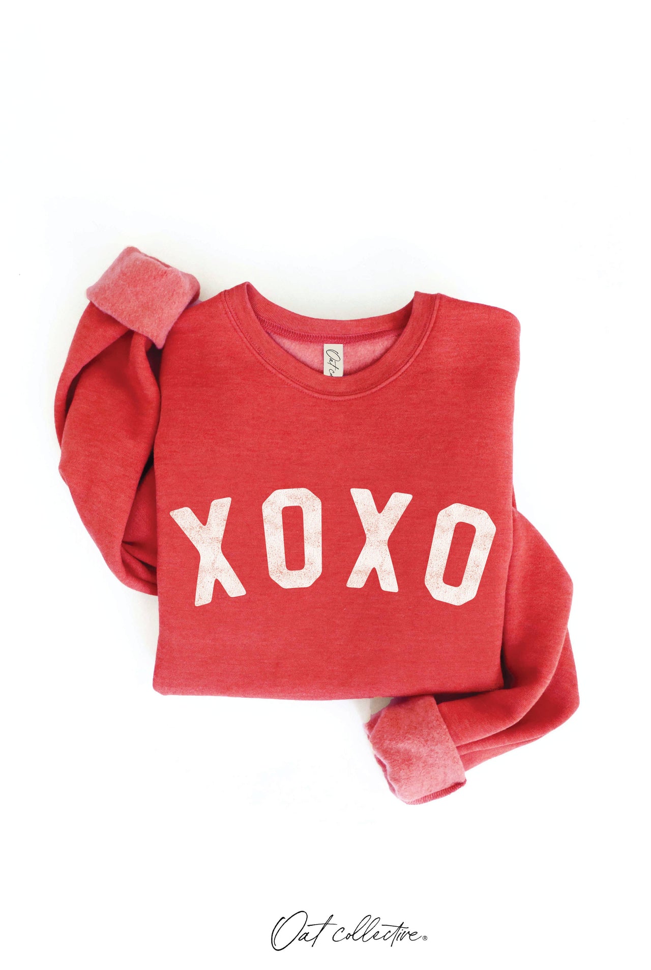 XOXO Graphic Sweatshirt: CRANBERRY HEATHER / S OAT COLLECTIVE
