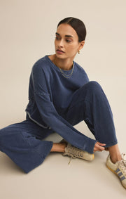 Z Supply Circuit Knit Denim Sweatshirt in Indigo Z Supply SWEATER