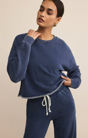 Z Supply Circuit Knit Denim Sweatshirt in Indigo Z Supply SWEATER