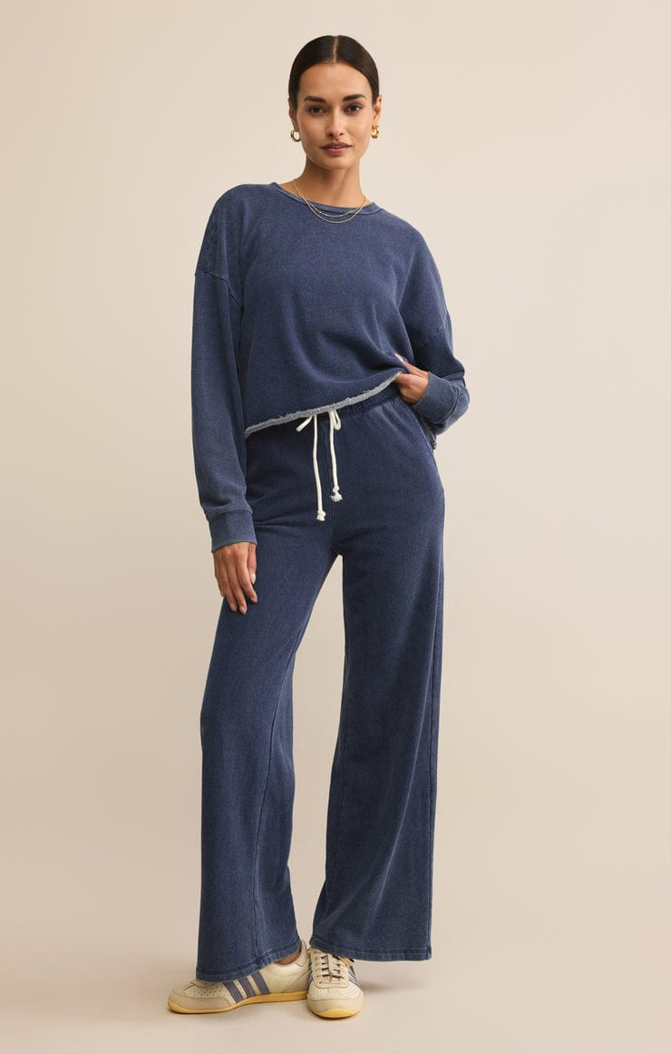 Z Supply Circuit Knit Denim Sweatshirt in Indigo Z Supply SWEATER