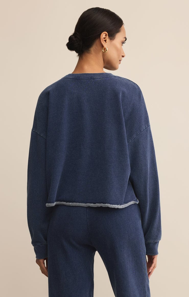 Z Supply Circuit Knit Denim Sweatshirt in Indigo Z Supply SWEATER