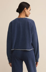 Z Supply Circuit Knit Denim Sweatshirt in Indigo Z Supply SWEATER
