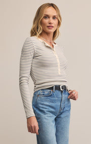 Z Supply Stella Stripe Henley in Crystal Z Supply Casual Top