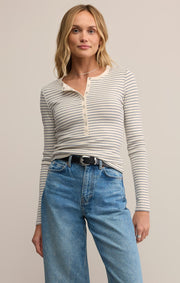 Z Supply Stella Stripe Henley in Crystal Z Supply Casual Top XS
