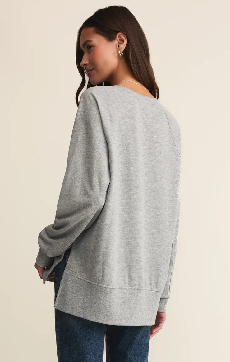 Z Supply Weekender Classic V-Neck Sweatshirt Heather Grey Z Supply Weekender