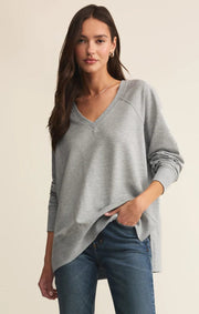 Z Supply Weekender Classic V-Neck Sweatshirt Heather Grey Z Supply Weekender S