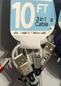 Thumbnail for 3-in-1 Cable and Charger Mattie B's Gifts & Apparel Silver