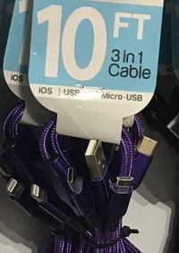 Thumbnail for 3-in-1 Cable and Charger Mattie B's Gifts & Apparel Purple