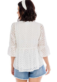 Thumbnail for Ana Eyelet Top by Mud Pie Mud Pie Casual Top