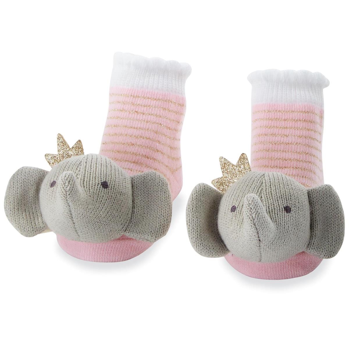 Baby Rattle Toe Socks by Mud Pie Mud Pie Baby & Toddler Crowned Elephant
