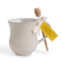 Thumbnail for Bee Honeycomb Pattern Mug w Wooden Stirrer Two's Company Mugs