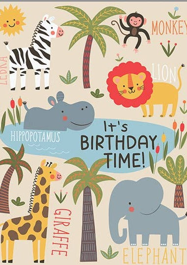 Birthday Card - Cute Jungle Animals GINA B DESIGNS 