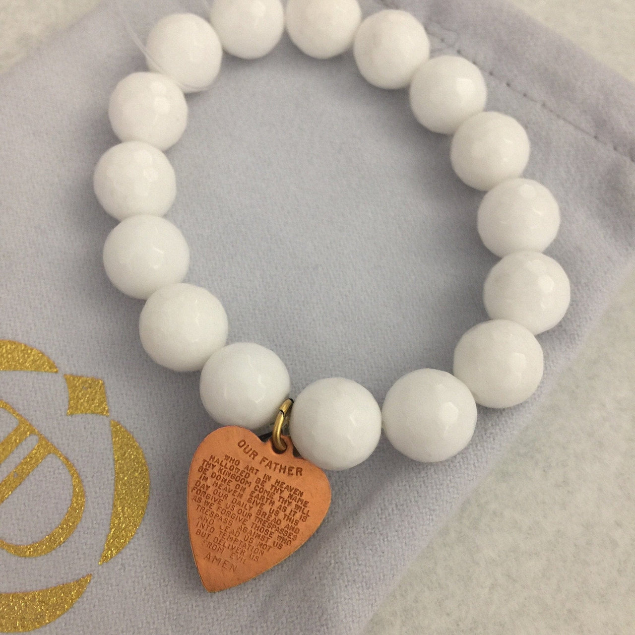 BLESSINGS BRACELETS Blessings in Disguise Bracelet White w copper our Father heart