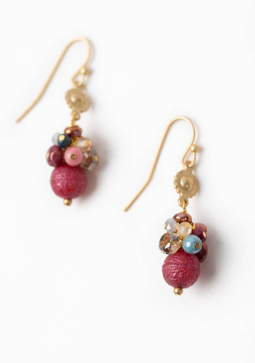 Blossom Matte Gold, Czech Glass Cluster Earrings Anne Vaughan Designs Jewelry default