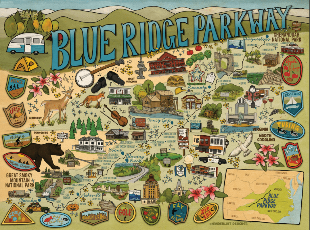 Blue Ridge Parkway Locations Puzzle True South Puzzle Co Jigsaw Puzzles