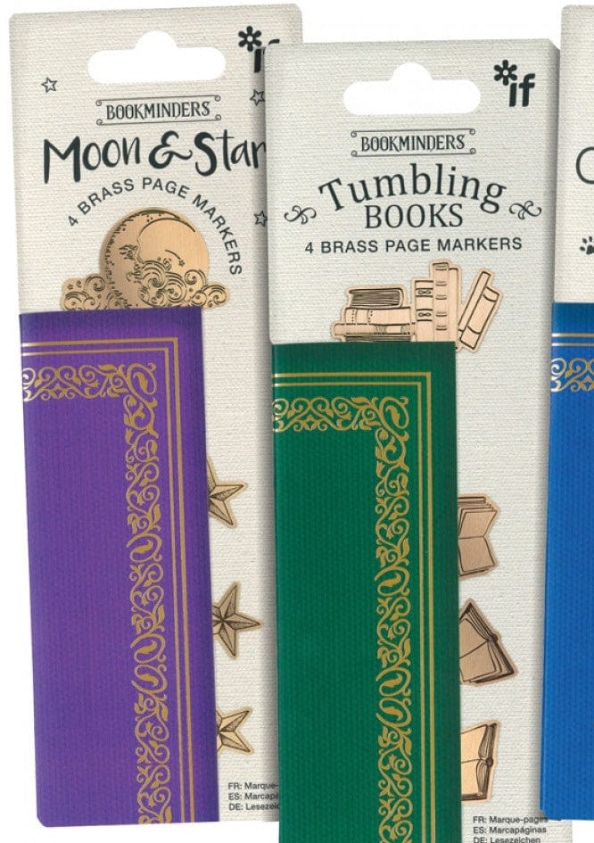 Bookminders Brass Page Markers IF USA Bookmarks Moon & Stars