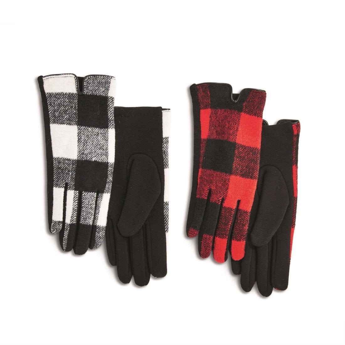 Two's Company tech touch buffalo check gloves in 2 color ways