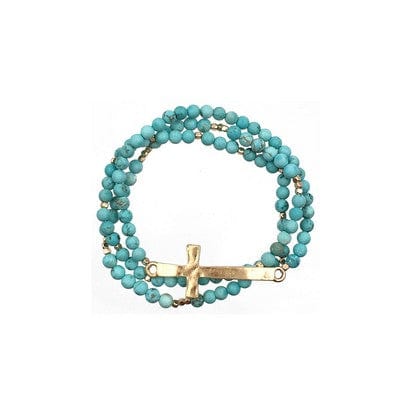 Cross Multi Strand Stone Bracelet Meghan Browne Design Earrings Turquoise