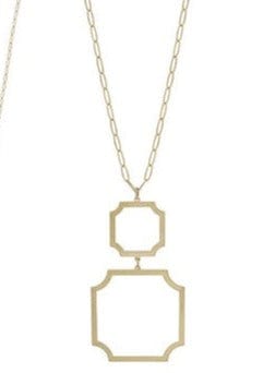 Dolly Long Necklace with Square Style Pendant 