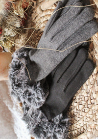 Thumbnail for Fur Cuff Tech-Touch Gloves Two’s Company Gloves Black