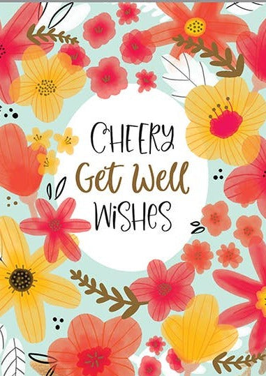 Get Well card - Cheery Flower Border GINA B DESIGNS