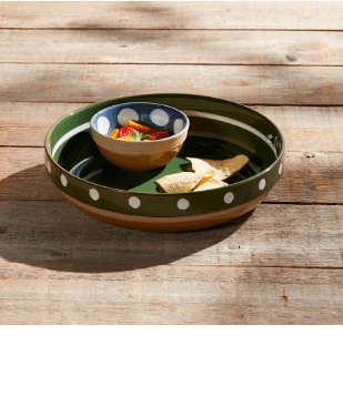 Glazed Stoneware Chip and Dip Set Mud Pie chip and dip