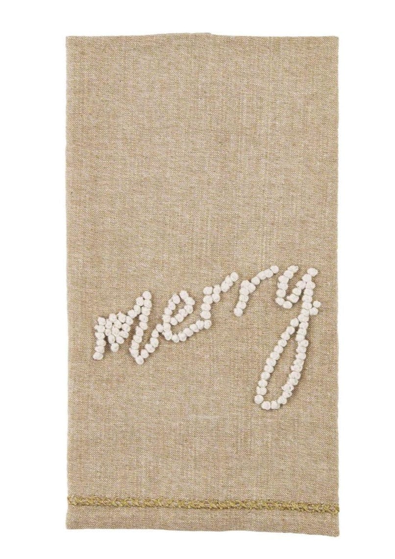 Gold Chambray Knot Towel - Mud Pie Mud Pie Holiday Merry