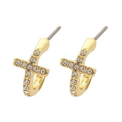 Gold Hoop Cross Earrings Meghan Browne Design Earrings Silver