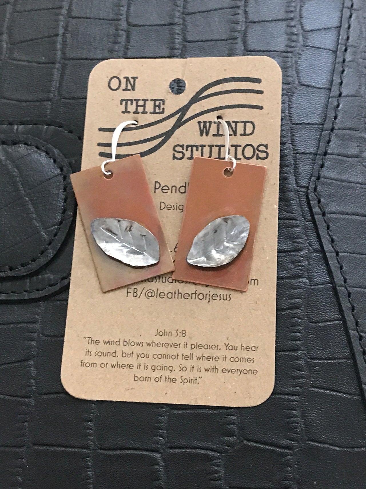 Hand Made Metal Earrings by OTWS On the Wind Studios Hand Made Copper Leaf