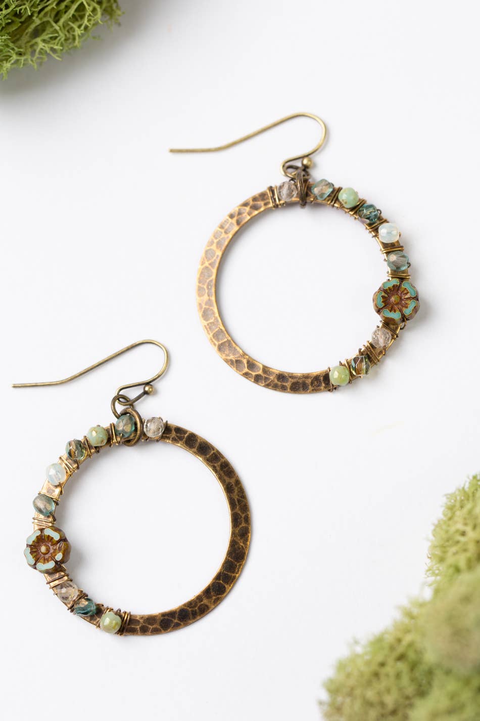 Heron Czech Glass, Quartz Hoop Earrings Anne Vaughan Designs Jewelry