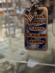 Kate Mesta Dog Tag - America’s Strong Because of Our Heroes Kate Mesta Necklace